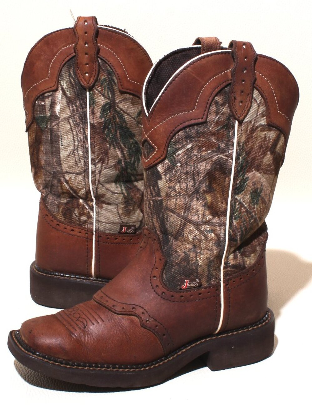 Justin Gypsy Womens Cowboy Boots 6B Brown Camo Western Square Toe Cowgirl Boot